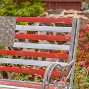 Zaer Ltd. International "Proud to Be an American" Flag Iron Garden Bench ZR190028 View 3