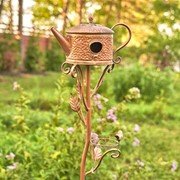 Zaer Ltd. International 65.25" Tall Antique Copper Teapot Birdhouse Garden Stake "Classic Teapot" ZR113168-4 View 3