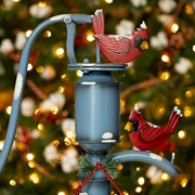 Zaer Ltd. International 31" Tall Old Style Blue Iron Water Pump with "Merry Christmas" Sign & Cardinals ZR190272 View 3