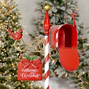 Zaer Ltd. International 42" Tall Standing Christmas Mailbox with Hanging Sign and Cardinal ZR201520 View 3