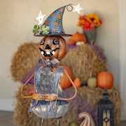 Zaer Ltd. International 42.5" Tall Metal Pumpkin Witch with Owl Candy Holder ZR190341 View 3