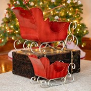 Zaer Ltd International Set of 2 Victorian Style Red Iron Sleighs ZR180517-SET View 3