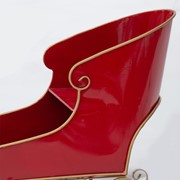 Zaer Ltd International Pre-Order: 25" Tall Metal Holiday Sleigh Decoration in Antique Red ZR180414-RD View 3