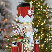 Zaer Ltd. International 61"Tall Iron Christmas Nutcracker with Candy Cane & LED Light "Harry" ZR190659 View 3