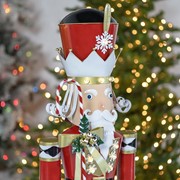 Zaer Ltd. International 61" Tall Iron Christmas Nutcracker with Candy Cane Staff & LED Lights "Harry" ZR190659 View 3