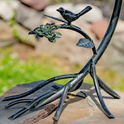 Zaer Ltd. International 27" Tall Galvanized Scallop Edge Birdbath with Branch Legs ZR198205-GV View 3
