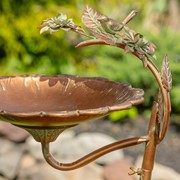 Zaer Ltd. International 27" Tall Antique Copper Scallop Edge Birdbath with Branch Legs ZR198205-CP View 3