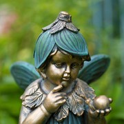Zaer Ltd International 27" Tall Magnesium Fairy Statue with Snail "Lilac" ZR220627 View 3