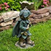 Zaer Ltd International 27.5" Tall Fairy Garden Statue with Flower "Tato" ZR225028 View 3