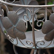 Zaer Ltd International Pre-Order: Set of 2 Round Basket Plant Stands with Flower Details in Bronze ZR190266-BZ View 3
