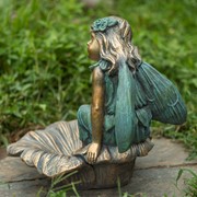 Zaer Ltd International Pre-Order: 20" Tall Fairy Statue Sitting on Flower "Gardenia" ZR229919 View 3