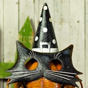 Zaer Ltd International Pre-Order: "Binx" 26" Tall Iron Pumpkin Masquerade Cat Halloween Figurine ZR195975 View 3