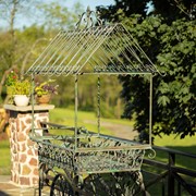 Zaer Ltd. International 7.9ft. Tall Antique Style Iron Flower Cart in Verdi Green "Paris 1968" ZR154079-VG View 3