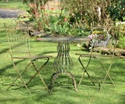 Zaer Ltd International Pre-Order: 3-Piece Metal Bistro Set with Folding Chairs & Round Table in Green ZR191499-GRS View 3