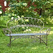 Zaer Ltd International "La Rochelle - Paris 1968" Iron Garden Bench with Curved Back in Antique Copper ZR191170-CP View 3