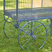 Zaer Ltd. International Pre-Order: 82"T. Iron Flower Cart with Curved Roof in Cobalt Blue "Paris 1968" ZR200200-BL View 3