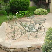 Zaer Ltd International Pre-Order: 37.5" Green Iron Butterfly Bicycle Plant Stand w/5 Baskets "Mariposa" ZR367701-MS View 3