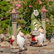Zaer Ltd. International Set of 2 Spring Garden Gnomes with Solar Lanterns "Shortstack & Dinkle" ZR200366-SET View 3