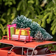 Zaer Ltd. International 1940's Vintage Style Wagon with Christmas Tree and Gifts in Red ZR191868 View 3