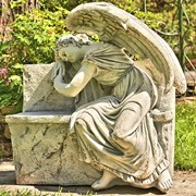 Zaer Ltd International 35" Tall Magnesium Napping Angel on Bench in Antique Grey "Seraphina" ZR229035-GY View 3