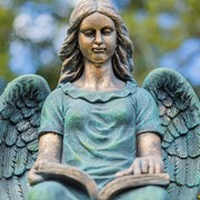 Zaer Ltd International 46" Tall Sitting Magnesium Angel Statue Reading Book in Antique Bronze "Dina" ZR232746-BZ View 3
