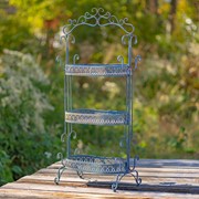 Zaer Ltd International Pre-Order: 43" Tall Three Tier Iron Plant Stand in Antique Blue ZR180978-BL View 3
