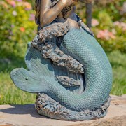 Zaer Ltd International 34" Tall Mermaid Sitting on Rock Garden Statue in Antique Bronze "Dezlynn" ZR340934-BZ View 3
