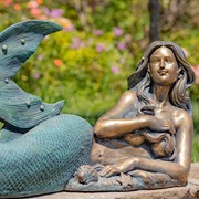 Zaer Ltd International Pre-Order: 37" Tall Mermaid Lying Down Garden Statue in Antq. Bronze "Finnleigh" ZR341137-BZ View 3