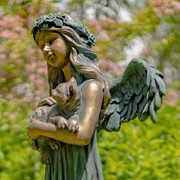 Zaer Ltd International 39" Tall Magnesium Angel Statue Holding Cat in Antique Bronze "Nicole" ZR341539-BZ View 3