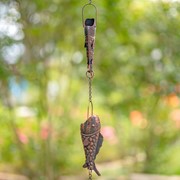 Zaer Ltd. International 76.75" Long Antique Bronze Iron Rain Chain with Rainbow Trout ZR215379-BZ View 3