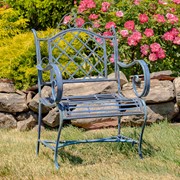 Zaer Ltd International Pre-Order: "Stephania" Victorian-Style Iron Garden Armchair in Antique Blue ZR090518-BL View 3