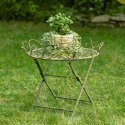 Zaer Ltd. International Pre-Order: "Stephania" Victorian-Style Folding Iron Garden Table in Antq. Green ZR090519-GR View 3