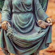 Zaer Ltd International Pre-Order: 37" T Magnesium Angel Statue and Birdbath in Antique Bronze "Muriel" ZR253037-BZ View 3