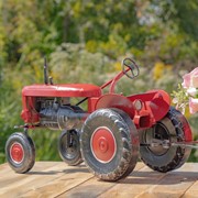 Zaer Ltd International 3.4ft. Long Small Red Metal Tractor with Cart "The Aldean" ZR534481-RD View 3