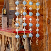 Zaer Ltd. International 74" Long Porcelain Tsugo Ball Garland in Baby Blue & Ivory "Sakura" ZR088211 View 3