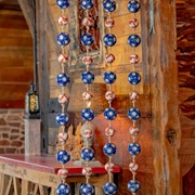 Zaer Ltd. International 74" Long Porcelain Tsugo Ball Garland in Burnt Orange & Blue "Kimi" ZR088212 View 3