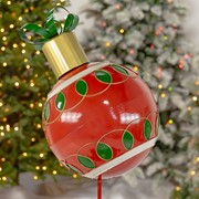 Zaer Ltd. International 35.83" Tall Red Christmas Ball Ornament Metal Garden Stake ZR210601 View 3