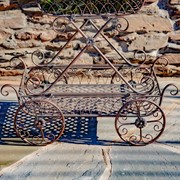Zaer Ltd. International Pre-Order: Two Tier Iron Flower Push Cart in Antique Bronze "Odesa 1794" ZR160260-BZ View 3