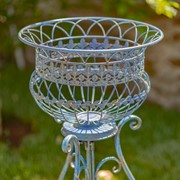 Zaer Ltd. International Set of 2 Standing Iron Basket Plant Stands in Cobalt Blue "London 1820" ZR191035-BL View 3