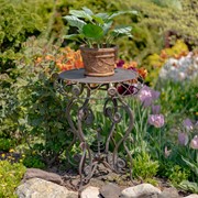 Zaer Ltd. International 25.2" Tall Round Iron Table with Aster Flower Accents "Copenhagen 1843" ZR200520-BZ View 3