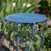 Zaer Ltd. International 25.2" Tall Round Iron Table with Aster Flower Accents "Copenhagen 1843" ZR200520-BL View 3