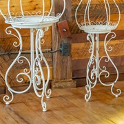 Zaer Ltd. International Pre-Order: Set of 2 Hourglass Shape Birdcage Plant Stands in White "London 1820" ZR200527-AW View 3