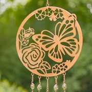 Zaer Ltd. International Set of 6 Asst. Circular Copper Wind Chimes with Nature Scenes & Bell ZR122131-SET View 3