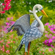 Zaer Ltd. International Set of 2 51" Tall White Neck Blue-Grey Heron Garden Figurines with Spread Wings ZR217086-SET View 3