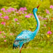 Zaer Ltd. International Set of Two 33.5" Tall Metallic Blue-Green Heron Garden Figurines ZR217095-SET View 3