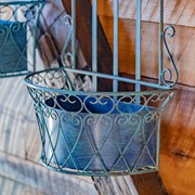 Zaer Ltd International Set of Dual Wall Hanging Planters with Removable Baskets in Cobalt "London 1820" ZR161262-BL View 3