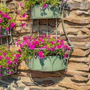 Zaer Ltd. International Set of Dual Wall Hanging Iron Basket Planters in Frosted Green "Copenhagen 1843" ZR200536-GR View 3