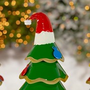 Zaer Ltd International Set of 3 Assorted Colorful Santa Hat Wearing Christmas Tree Yard Stakes ZR210469-SET View 3