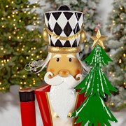 Zaer Ltd International 65" T. Standing Iron Nutcracker w/Christmas Tree, Wreath & LED Lights "Emmanuel" ZR220431 View 3
