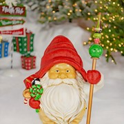 Zaer Ltd. International Set of Two 27.5" Tall Santa Gnome Statues Holding Gifts & Staffs "Nick & Kris" ZR223506-7 View 3